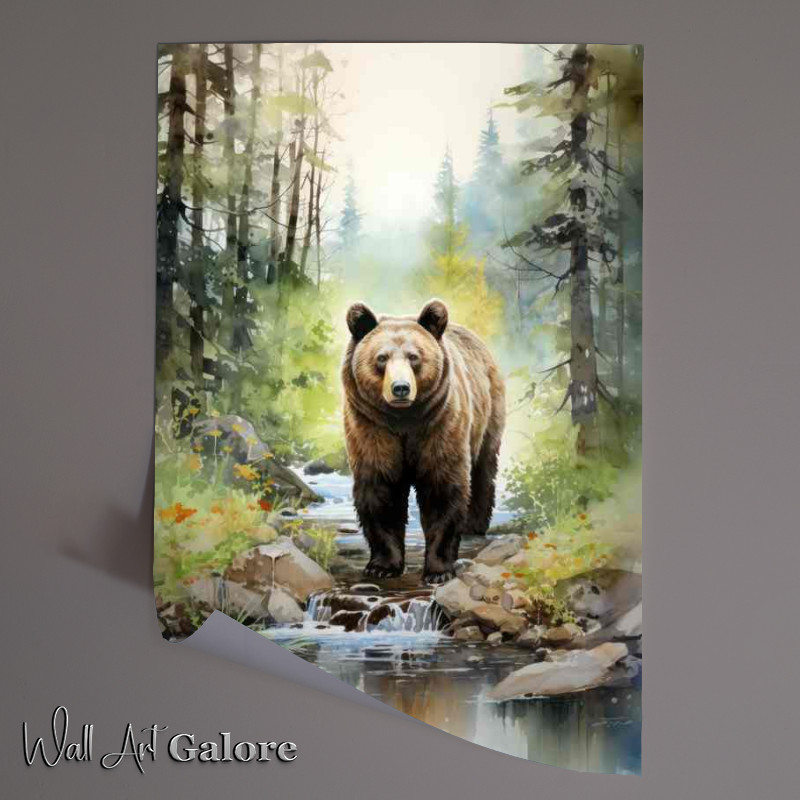 Buy Unframed Poster : (Brown Grizzly Bear in the Woods)