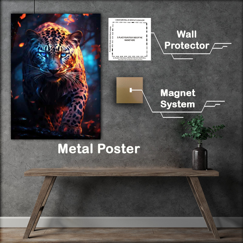 Buy Metal Poster : (Colourful lepoard getting ready for the hunt)