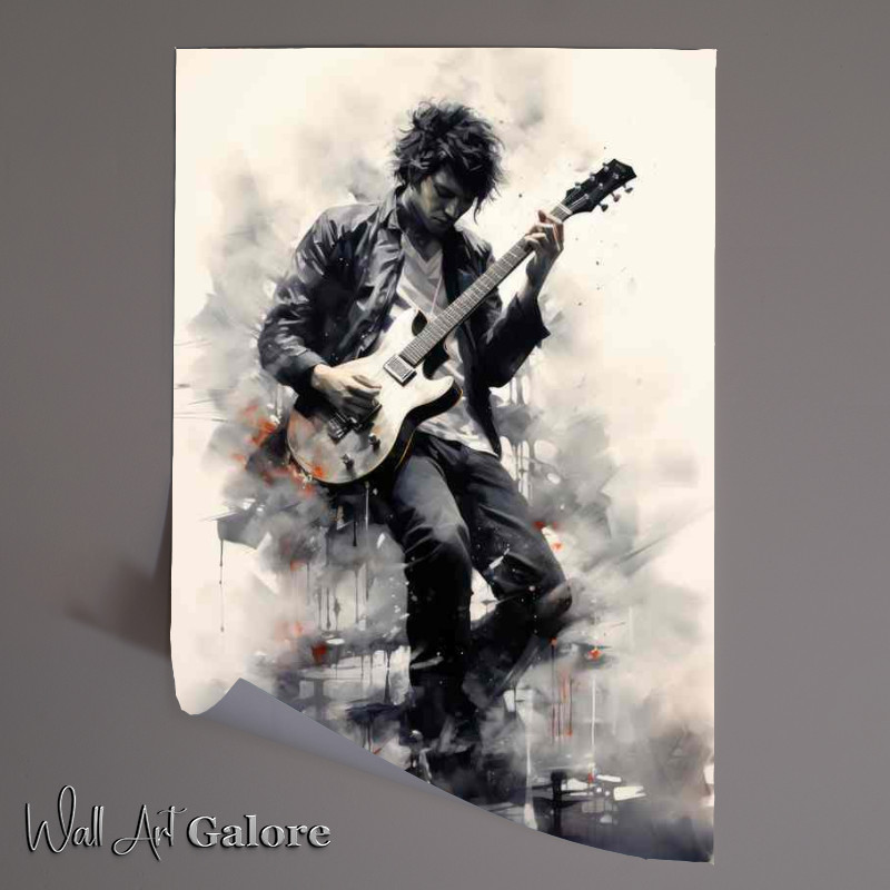 Buy Unframed Poster : (Holding an electric guitar in the style of ink)