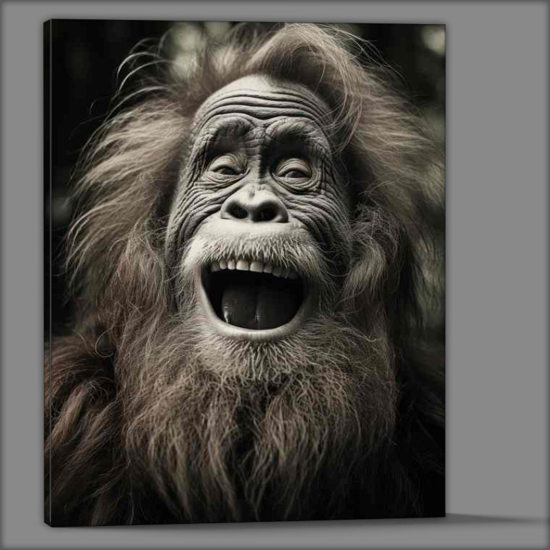 Buy Canvas : (Cute image of an orangutan Enjoying his day in the jungle)