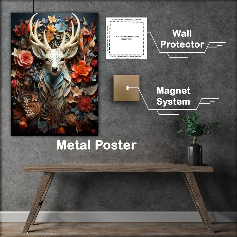 Buy Metal Poster : (Deer Cover Art surrounded by flowers)