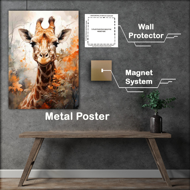 Buy Metal Poster : (Giraffe in the wild art)