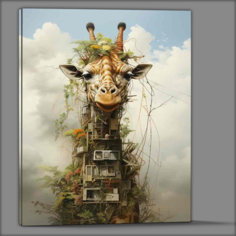Buy Canvas : (Giraffe surreal art in the mountain clouds)