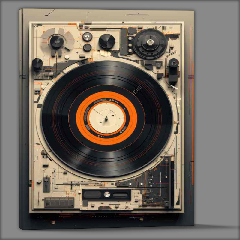 Buy Canvas : (Illustration of a record in a gray color in the retro style)