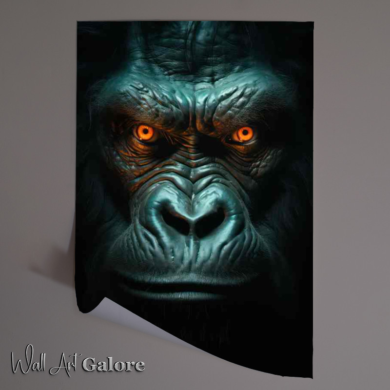 Buy Unframed Poster : (Gorilla face with glowing orange eyes)