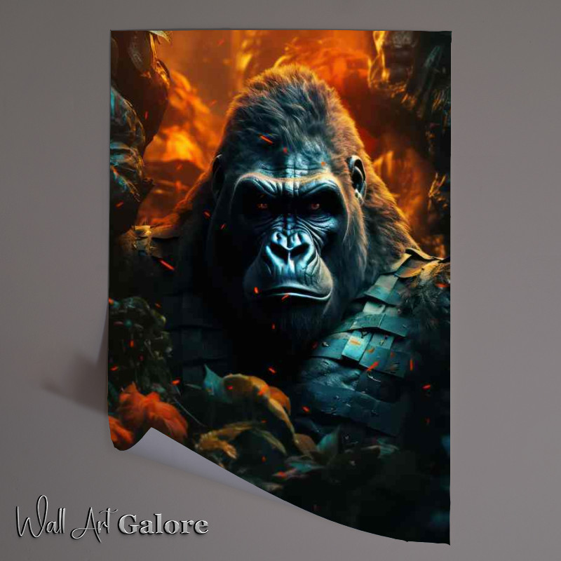 Buy Unframed Poster : (Gorilla in the red mist of fire)