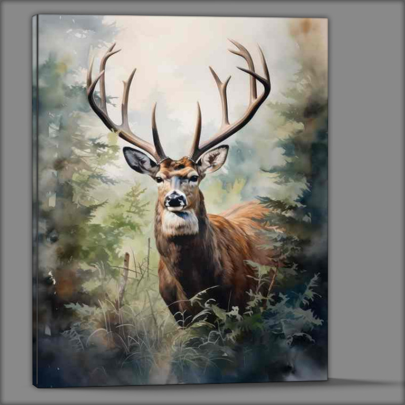Buy Canvas : (In the Heart of the Woods Meeting Forest Deer)