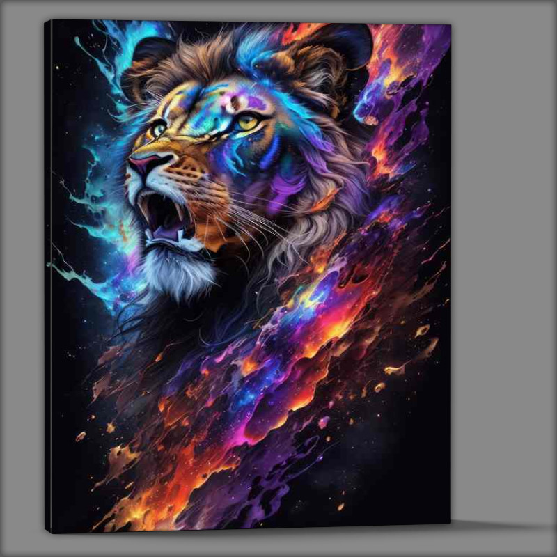 Buy Canvas : (Jungle Ruler A fierce lion slpash art style)