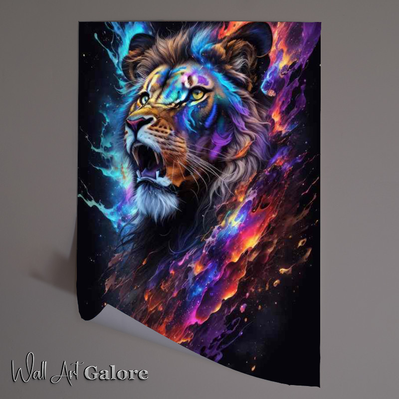 Buy Unframed Poster : (Jungle Ruler A fierce lion slpash art style)