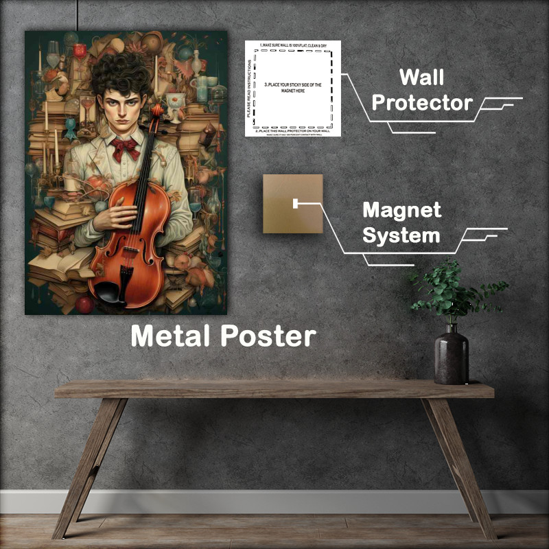 Buy Metal Poster : (Illustration of a young man holding a violin)