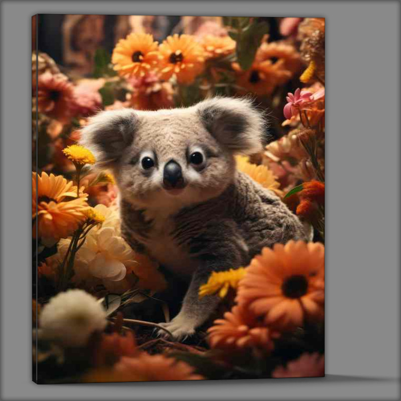 Buy Canvas : (Koala sitting amongst the flowers in the field)