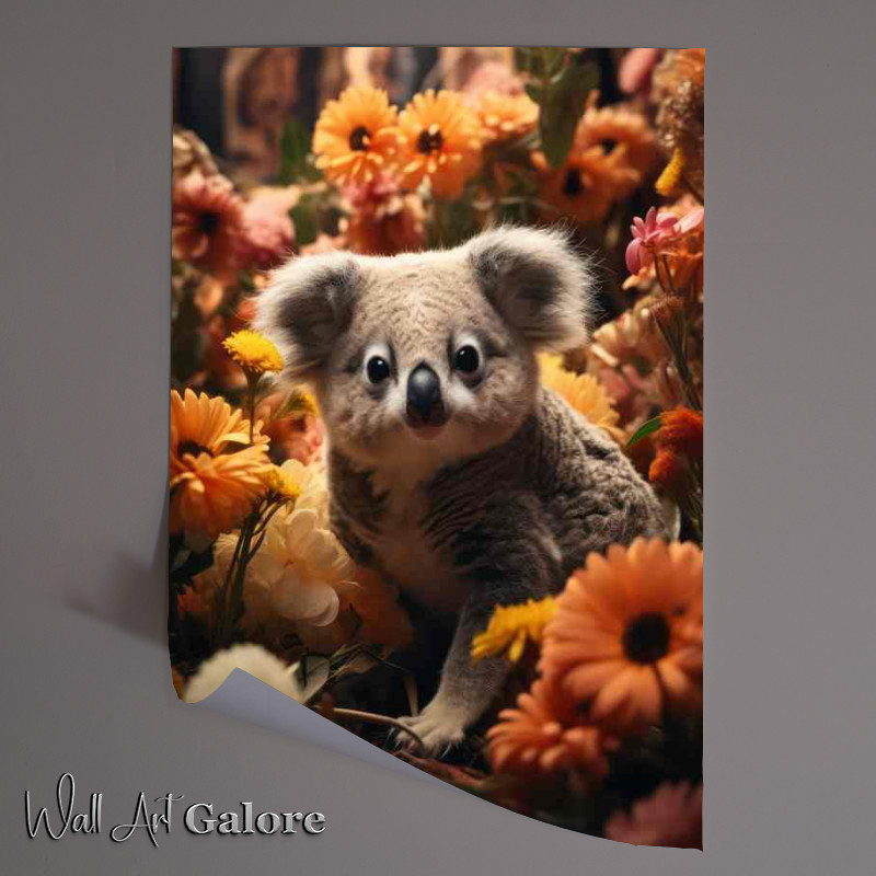 Buy Unframed Poster : (Koala sitting amongst the flowers in the field)