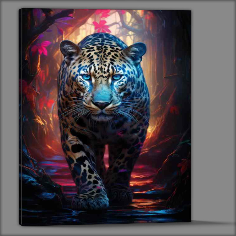 Buy Canvas : (Lepoard walking majesticly through the woods)