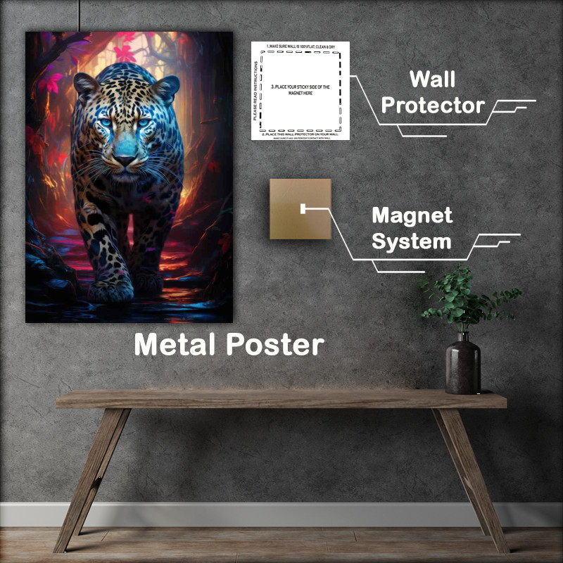 Buy Metal Poster : (Lepoard walking majesticly through the woods)