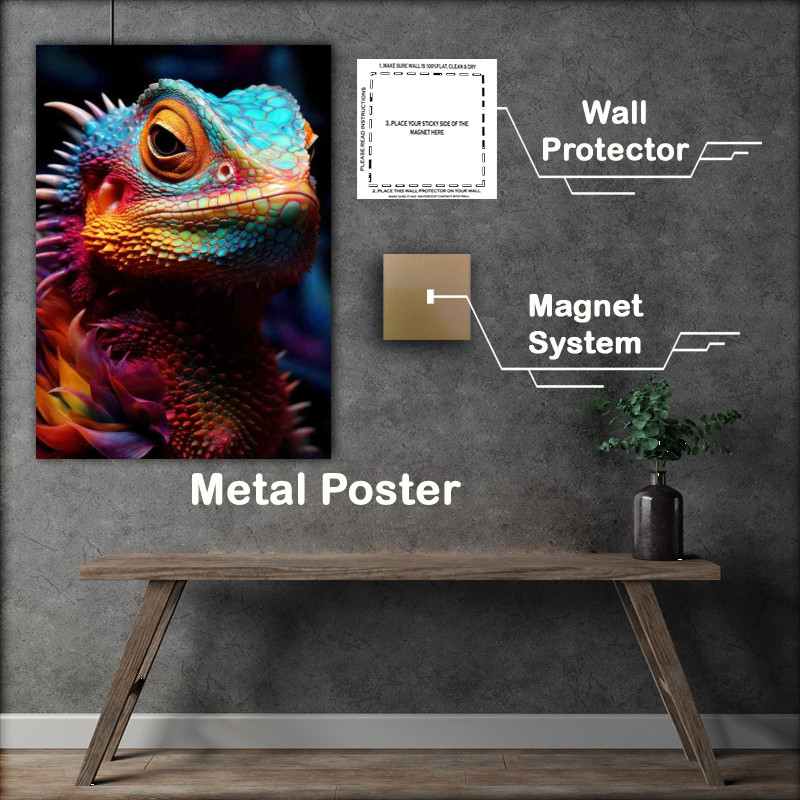 Buy Metal Poster : (Lizard great colours looking at the lens)