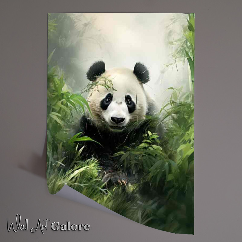 Buy Unframed Poster : (Panda Surrounded by bamboo in the mountain forest)