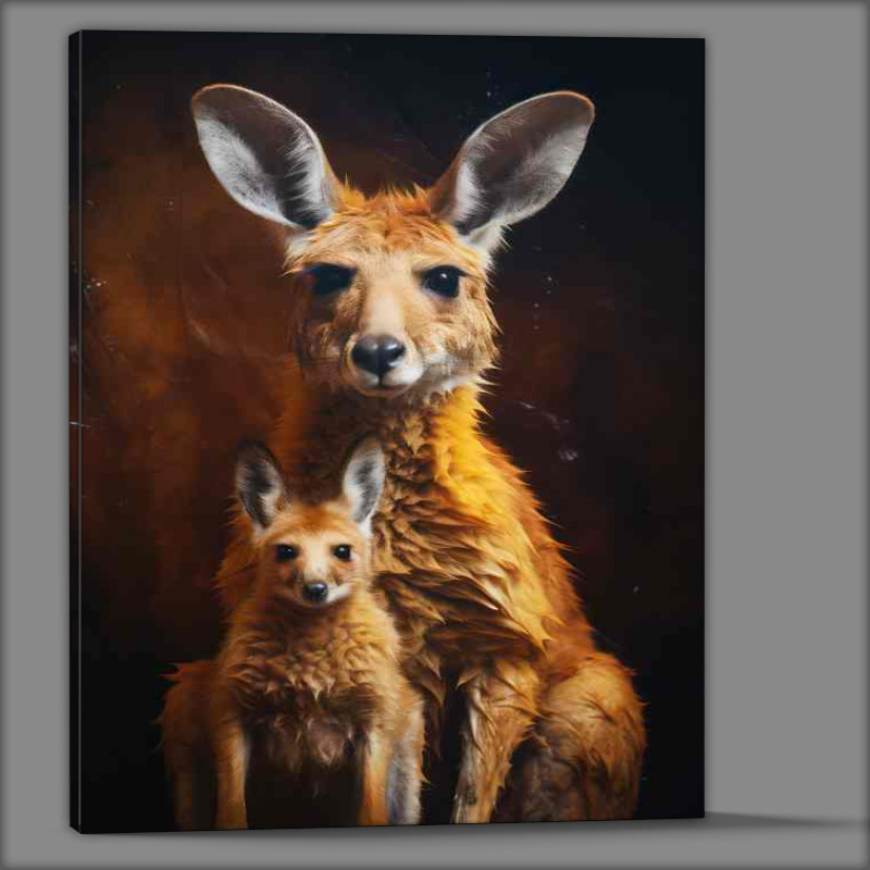 Buy Canvas : (Photo of a kangaroo and her baby)