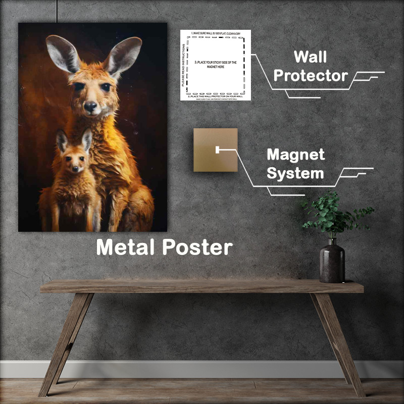 Buy Metal Poster : (Photo of a kangaroo and her baby)