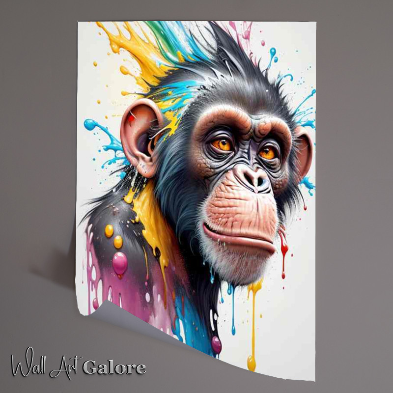 Buy Unframed Poster : (Primate Palette monkey surrounded by splash art)