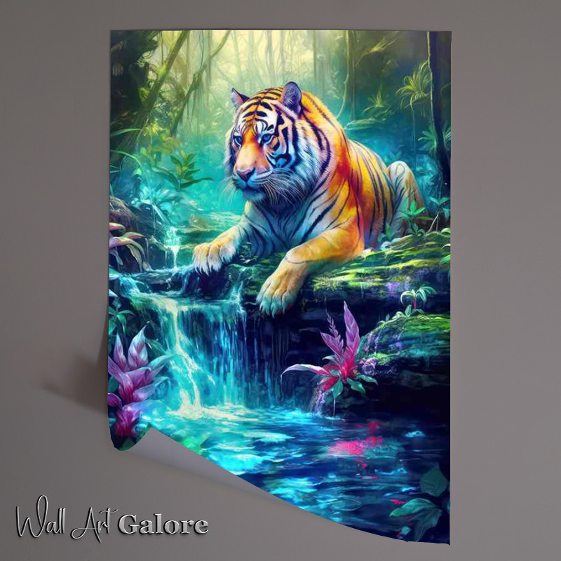 Buy Unframed Poster : (Prismatic Passage the majestic tiger enjoying the water)