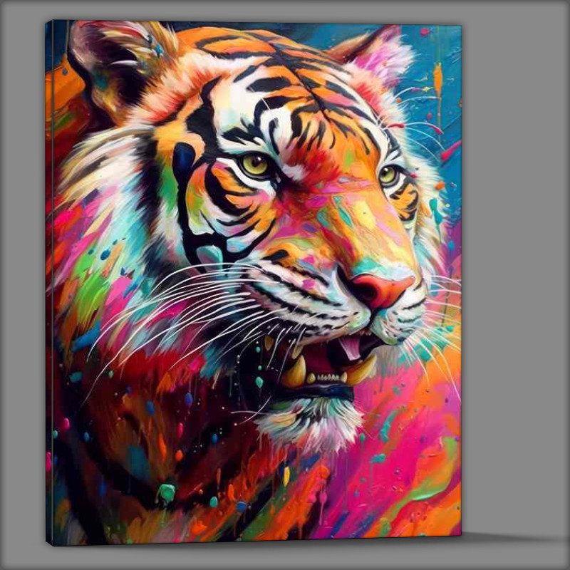 Buy Canvas : (Rainbow Roar tiger embraced in colour)