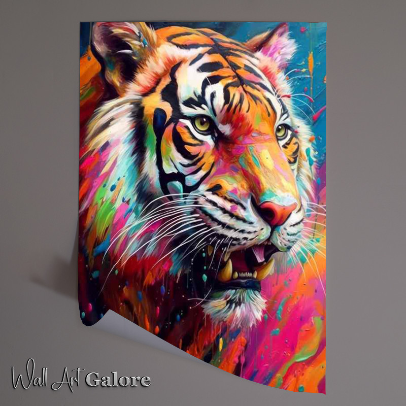 Buy Unframed Poster : (Rainbow Roar tiger embraced in colour)