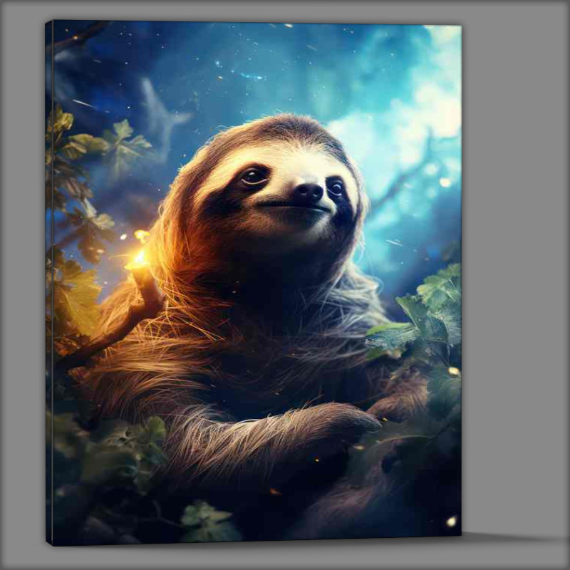 Buy Canvas : (Sloth at night with space like background)