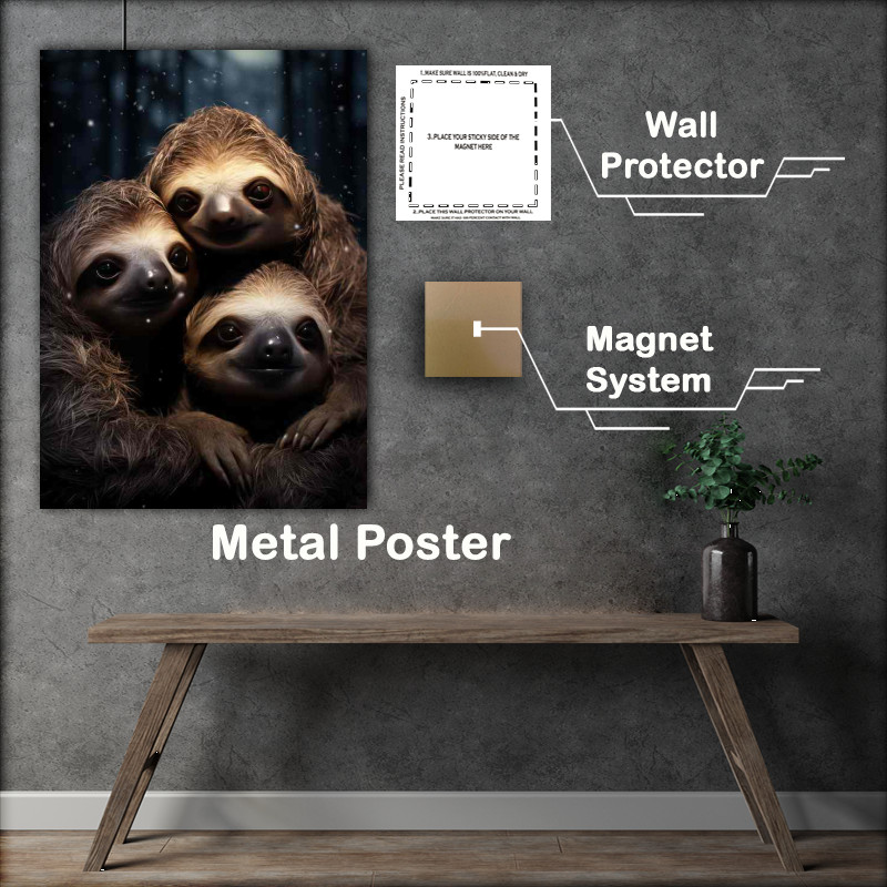 Buy Metal Poster : (Sloths hugging at night)