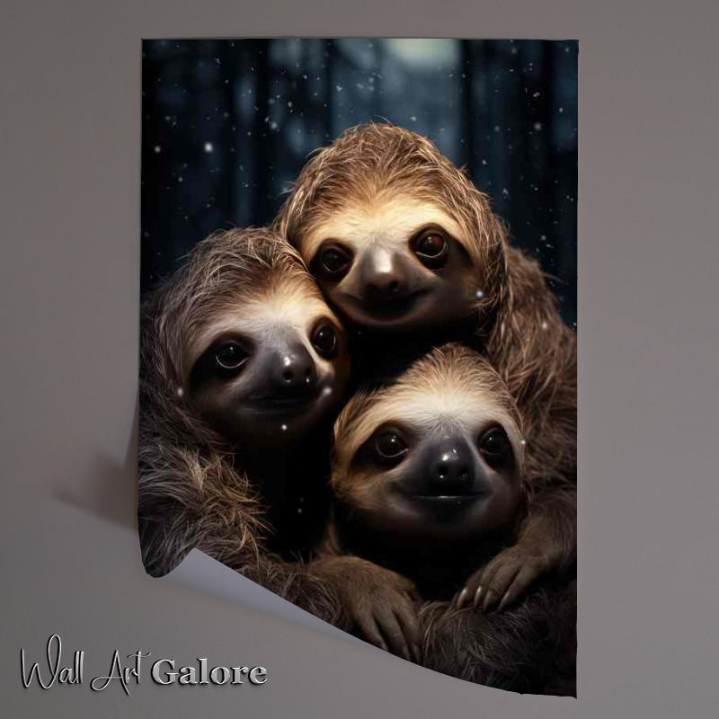 Buy Unframed Poster : (Sloths hugging at night)