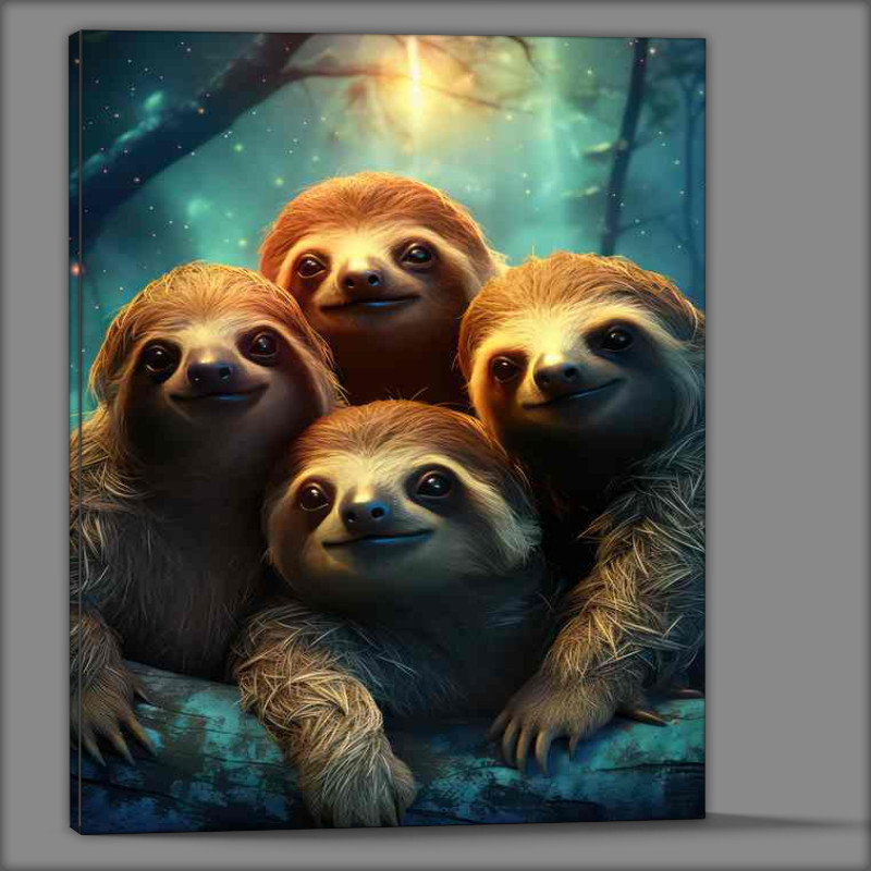 Buy Canvas : (Sloths in the nightscape with a star light background)