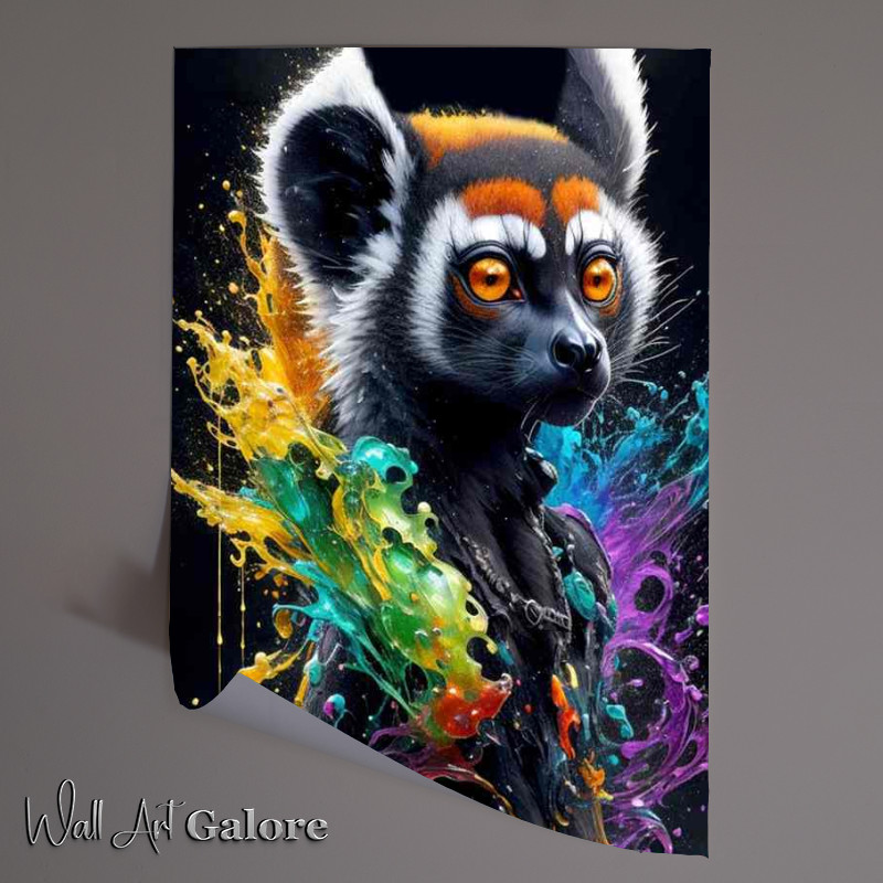 Buy Unframed Poster : (Spectrum of Lemur Delight surrounded by splash art colours)