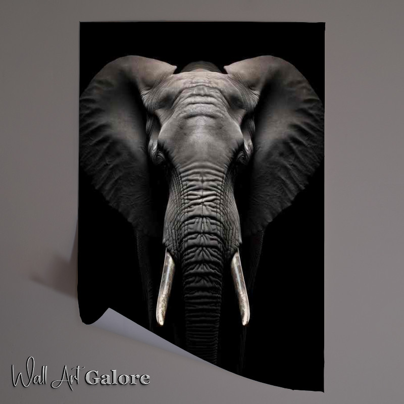 Buy Unframed Poster : (Sturdy Face Elephant in black and white)