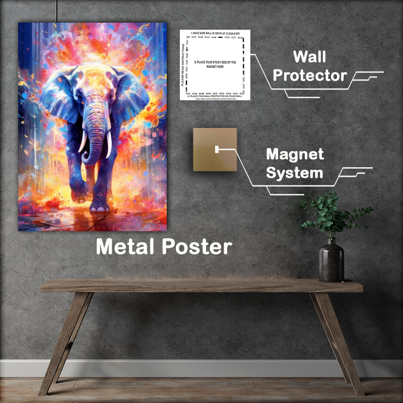 Buy Metal Poster : (Technicolor Tusks The Majestic Elephant)