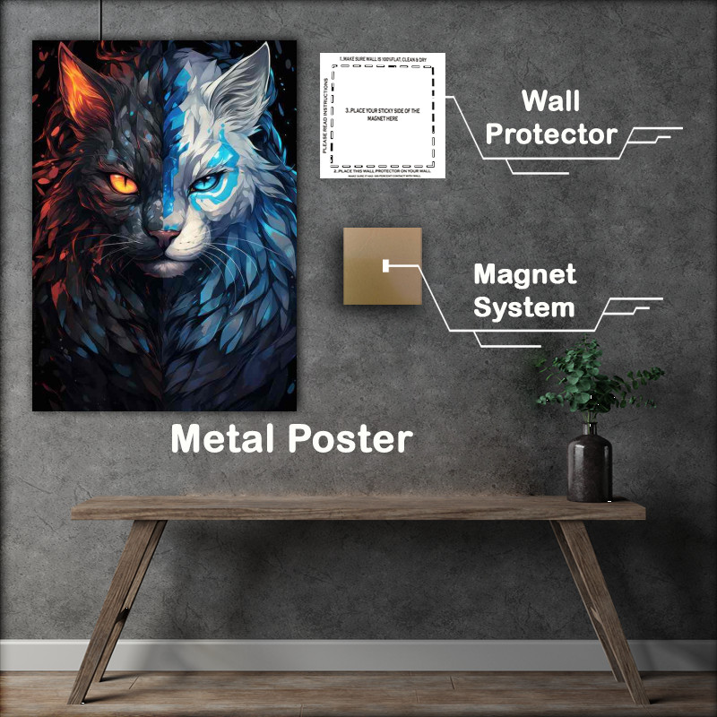 Buy Metal Poster : (The Anime cats mixed black and blue)