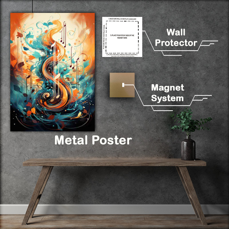 Buy Metal Poster : (Music note in the style of colorful splash)