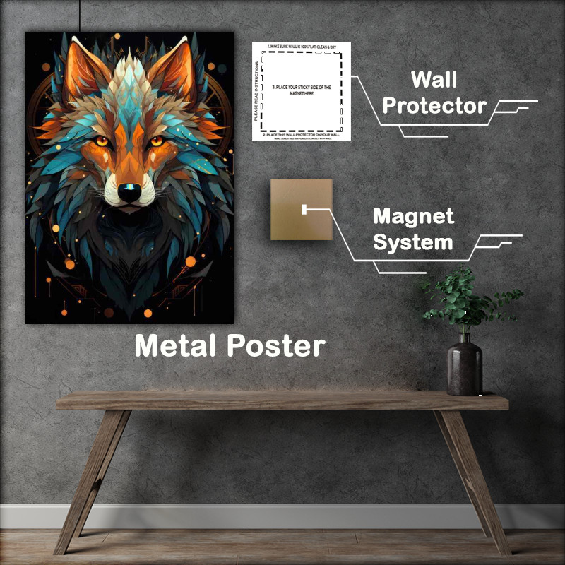 Buy Metal Poster : (The Calm Wolf just relaxing in a nice art style)
