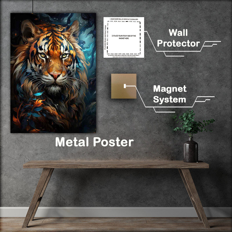 Buy Metal Poster : (Tigher in the dark with a ray of light in the rear)