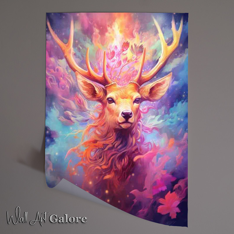 Buy Unframed Poster : (Vibrant Deer Bliss nice pink tones)