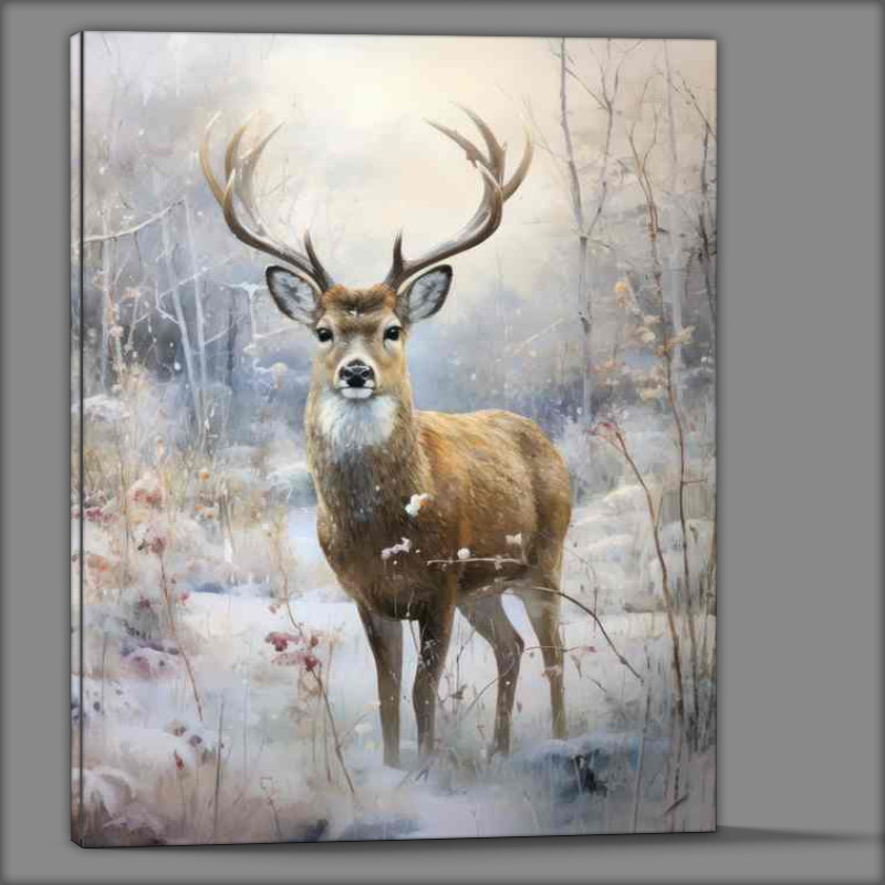 Buy Canvas : (Woodland Guardians The Role of Deer in Snow)