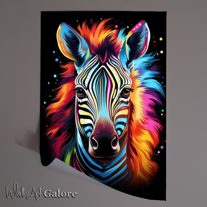 Buy Unframed Poster : (Zebra with coloured stripes abstract style)