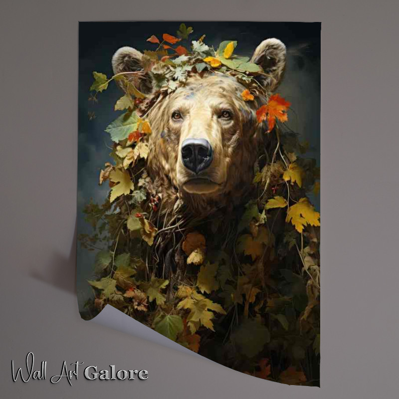 Buy Unframed Poster : (brown Bear encased in a bunch of leaves)