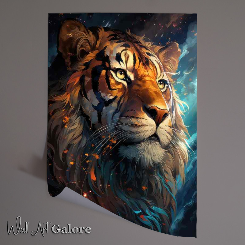 Buy Unframed Poster : (painted tiger with nice colours and embers flowing)