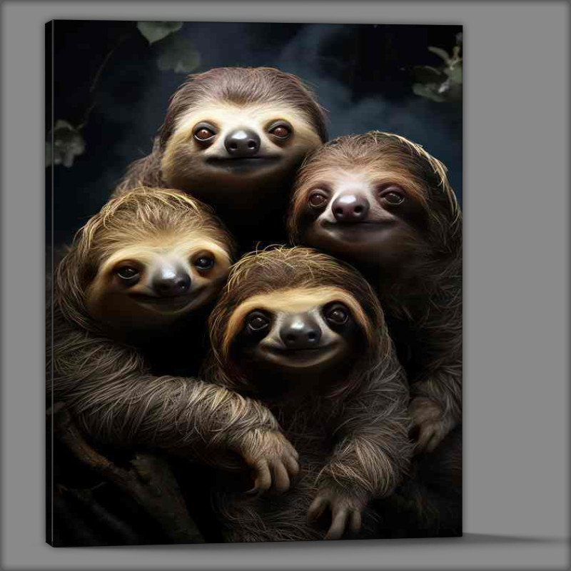 Buy Canvas : (sloths hugging in the midnight sky)