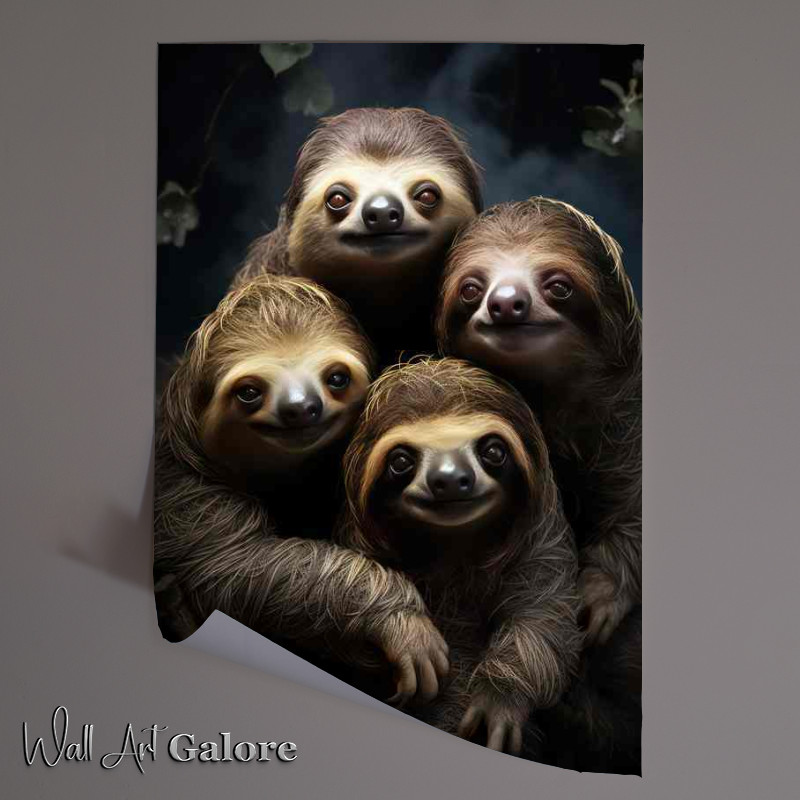 Buy Unframed Poster : (sloths hugging in the midnight sky)