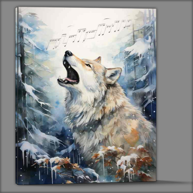 Buy Canvas : (winter wolf howling in the forest)