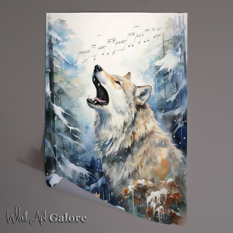 Buy Unframed Poster : (winter wolf howling in the forest)