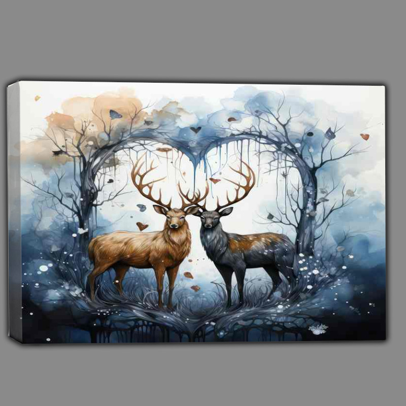 Buy Canvas : (A Pair Of Stag Deers in the love tree)