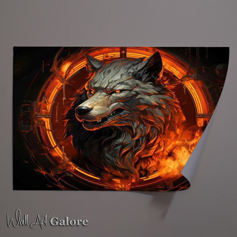 Buy Unframed Poster : (A Wolf And A Frame with a glowing fire)