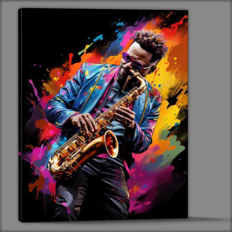 Buy Canvas : (Playing saxophone along with coloir splash)