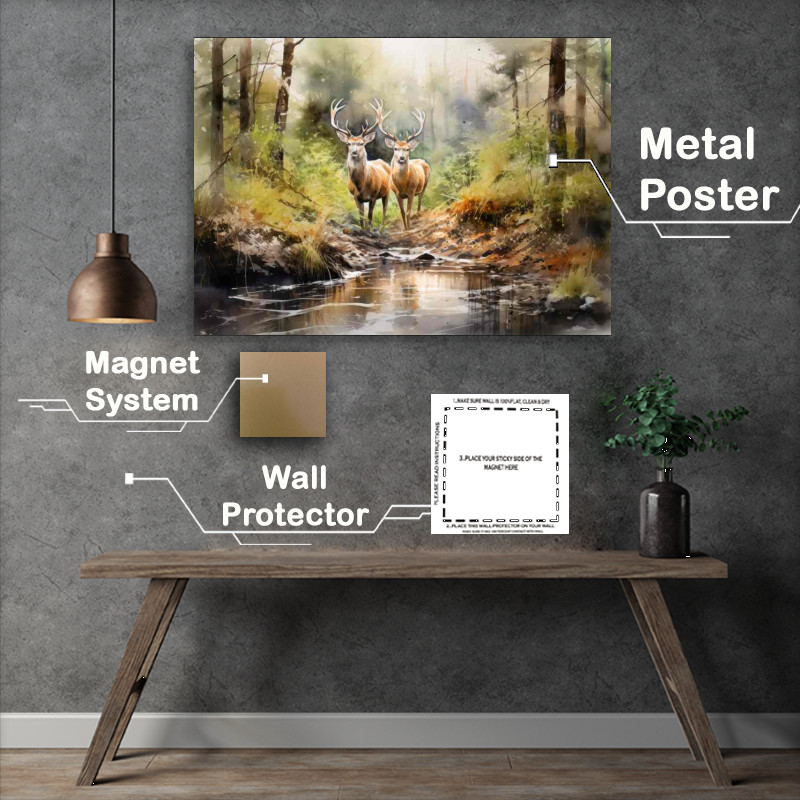 Buy Metal Poster : (Deer in the Woods A Natural Beauty to Behold)
